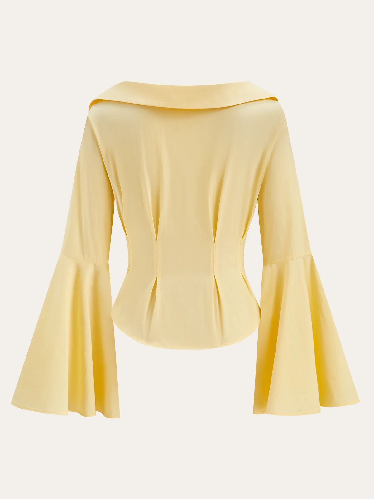 Lapel-Collar Bell Sleeve Peplum Shirt sold by COMMENSE product image thumbnail 3