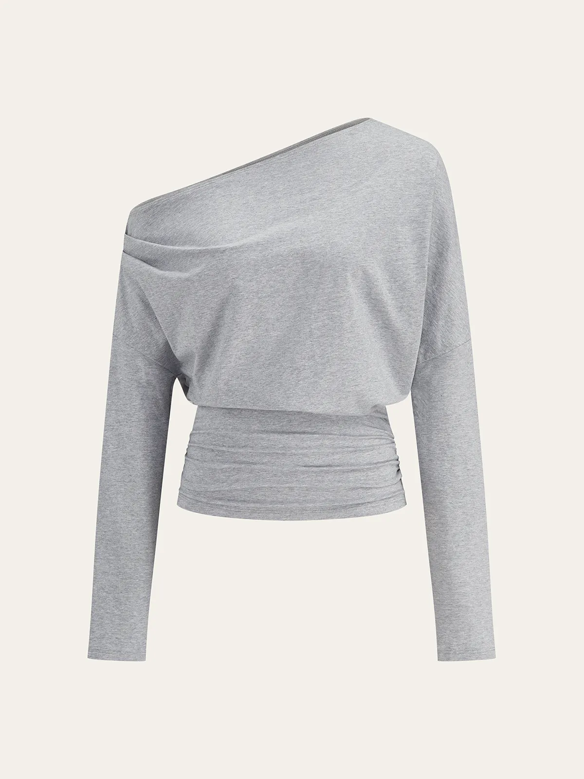 One-Shoulder Draped Ruched Sweatshirt sold by COMMENSE