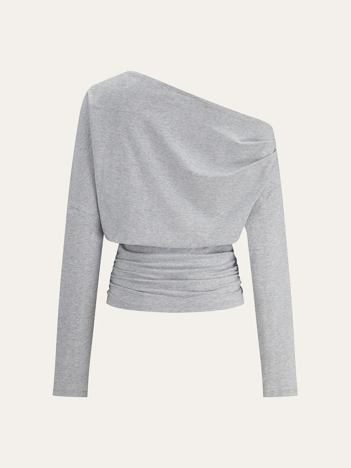 One-Shoulder Draped Ruched Sweatshirt sold by COMMENSE product image thumbnail 2