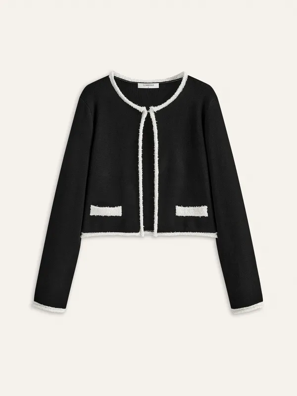 Contrast Trim Wool-Blend Cardigan sold by COMMENSE