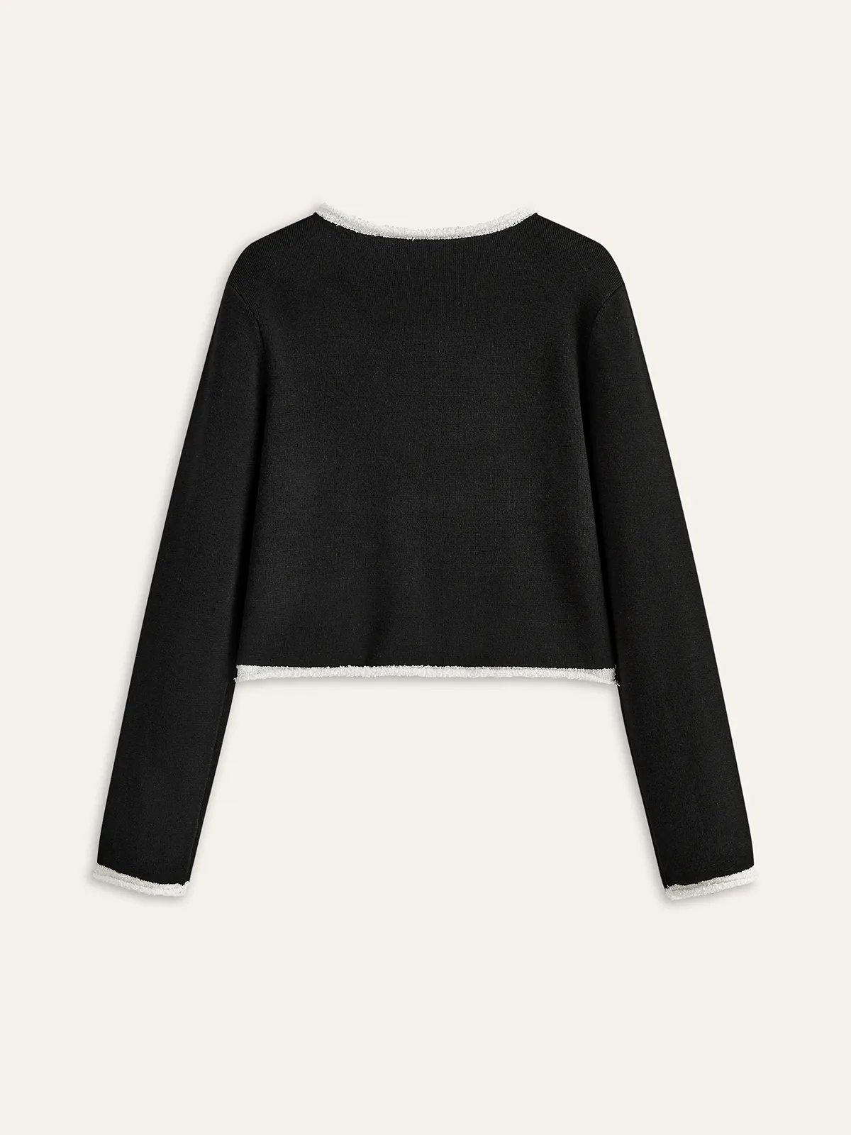 Contrast Trim Wool-Blend Cardigan sold by COMMENSE product image thumbnail 2