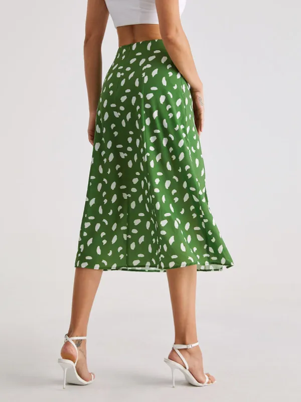 Light Petal High Waisted Midi Slit Skirt sold by COMMENSE