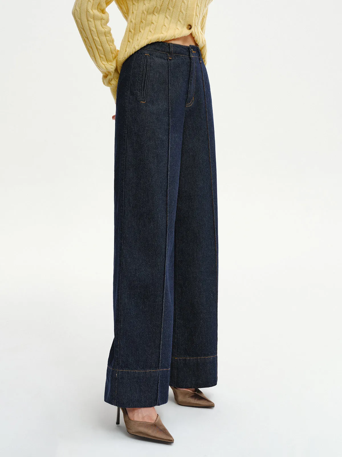 High-Waist Wide-Leg Denim Jeans sold by COMMENSE product image thumbnail 5