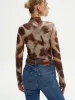 Abstract Print Mesh Long Sleeve T-Shirt sold by COMMENSE