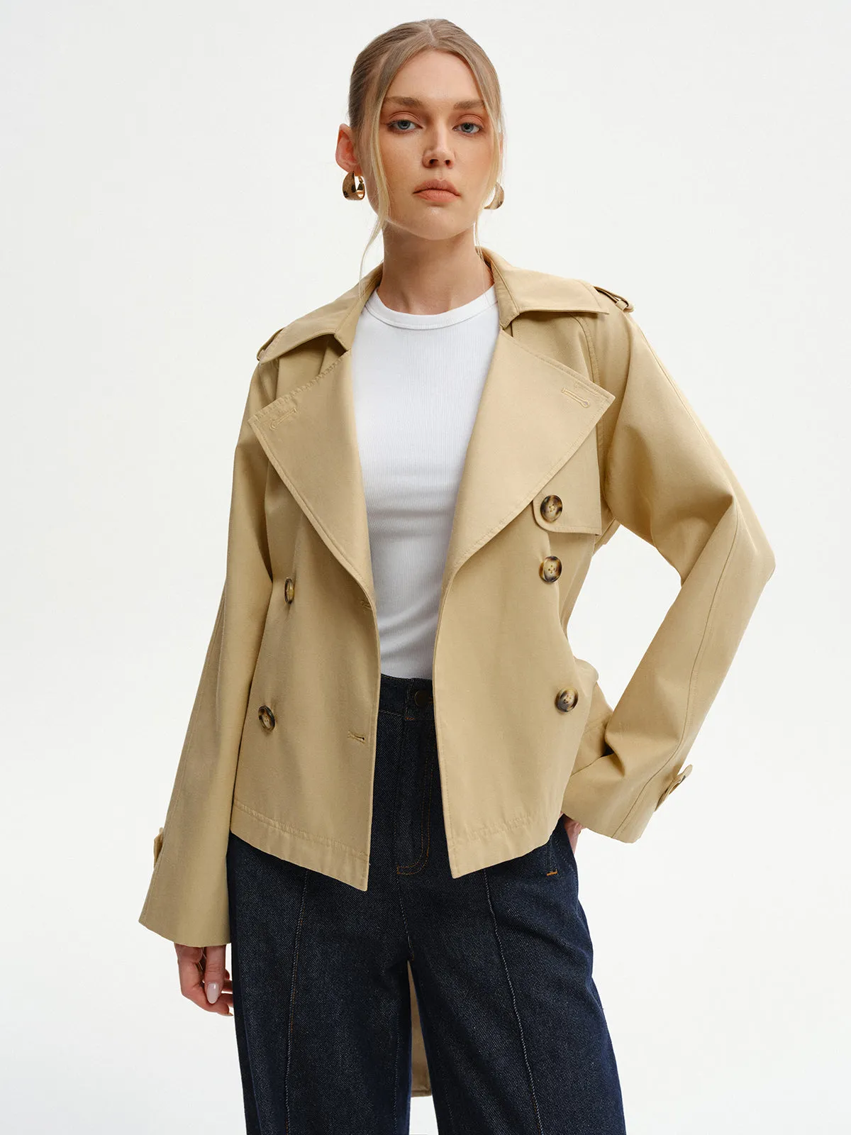 Double-Breasted Belted Trench Coat sold by COMMENSE product image thumbnail 5
