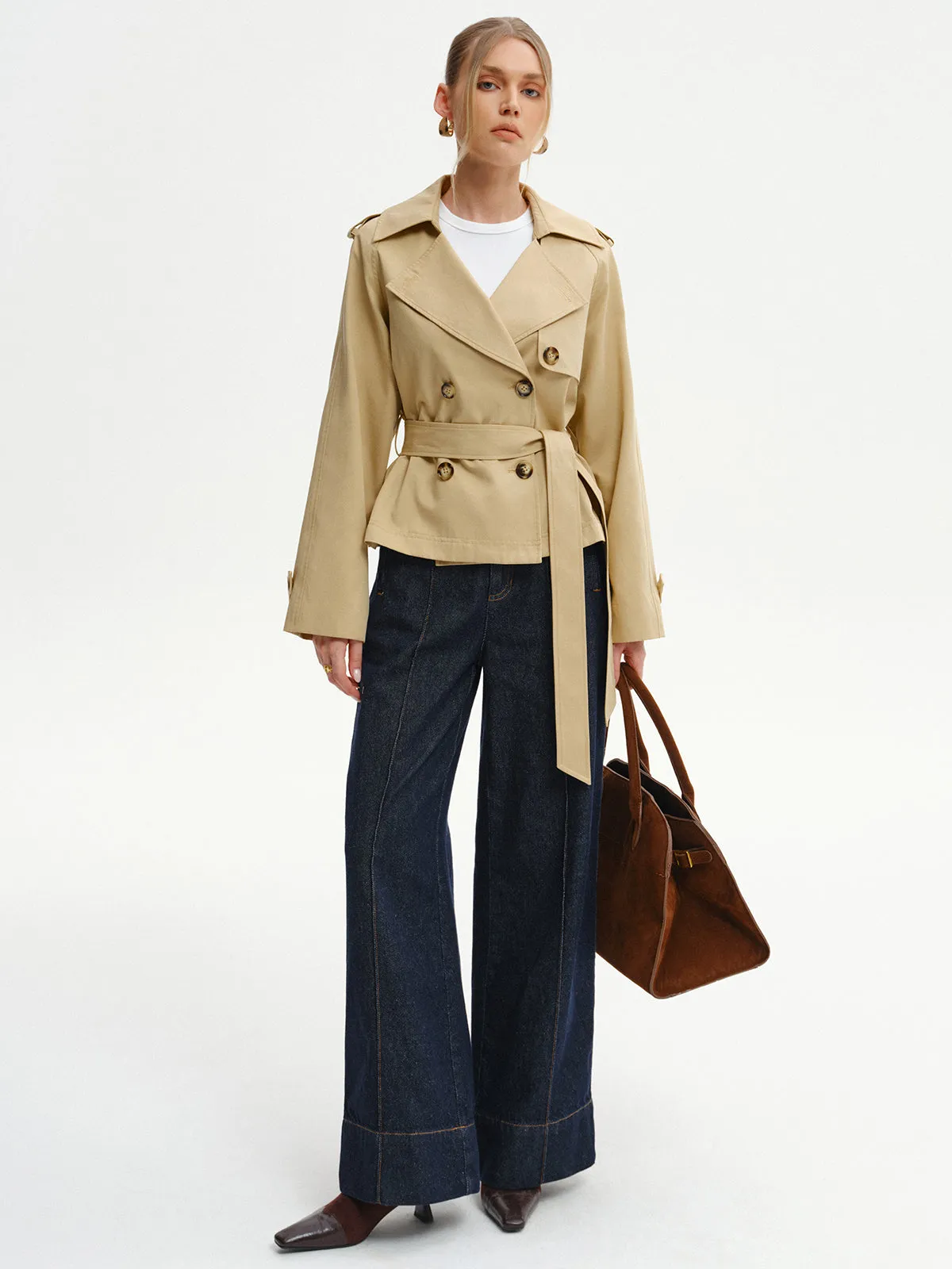 Double-Breasted Belted Trench Coat sold by COMMENSE product image thumbnail 2