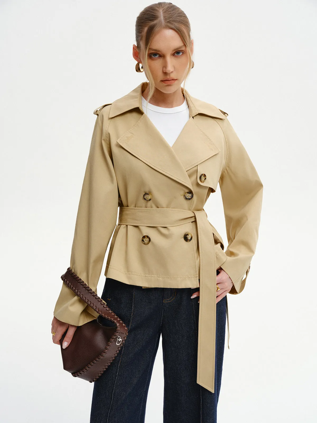 Double-Breasted Belted Trench Coat sold by COMMENSE product image thumbnail 3