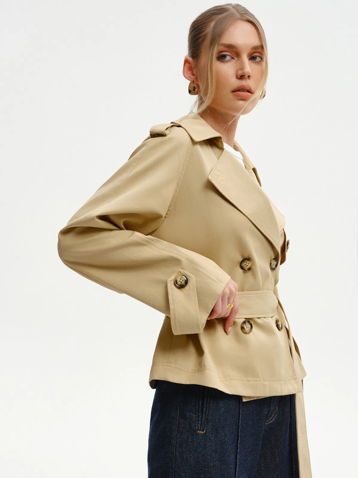 Double-Breasted Belted Trench Coat sold by COMMENSE product image thumbnail 4