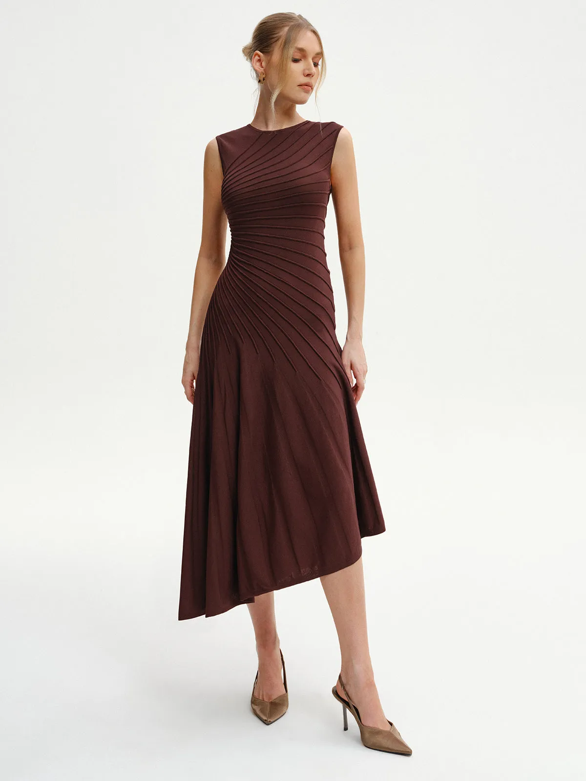 Sleeveless Asymmetric Midi Sweater Dress sold by COMMENSE product image thumbnail 2