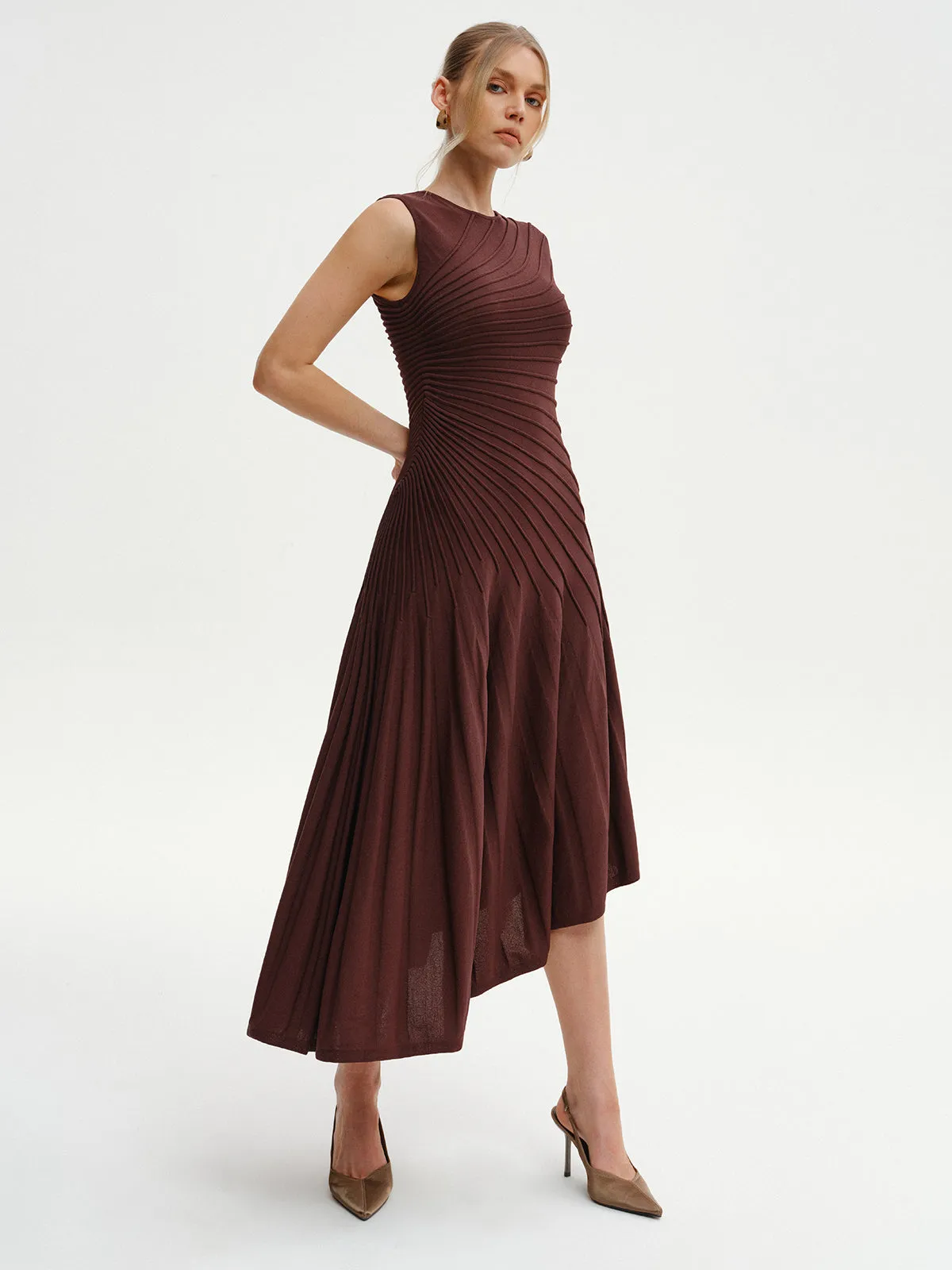 Sleeveless Asymmetric Midi Sweater Dress sold by COMMENSE