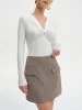 Houndstooth Decor Pocket Mini Skirt sold by COMMENSE