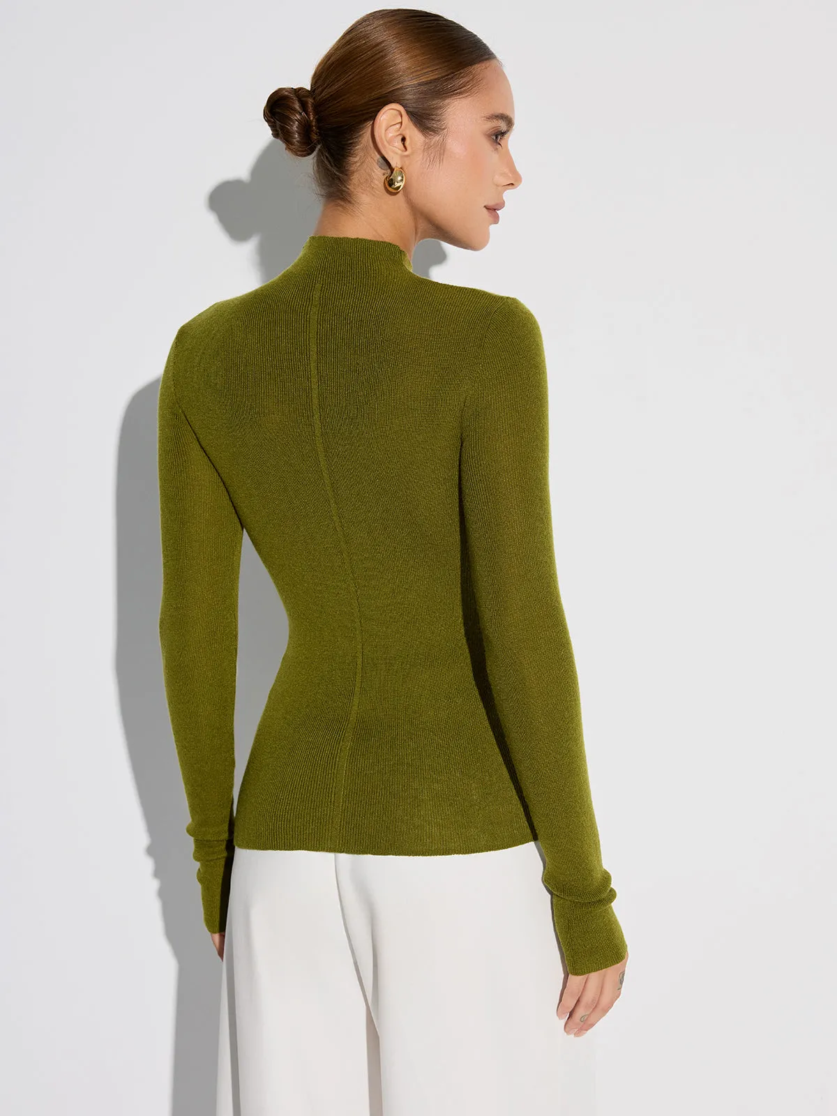Mock Neck Wool-Blend Knit Top sold by COMMENSE product image thumbnail 5