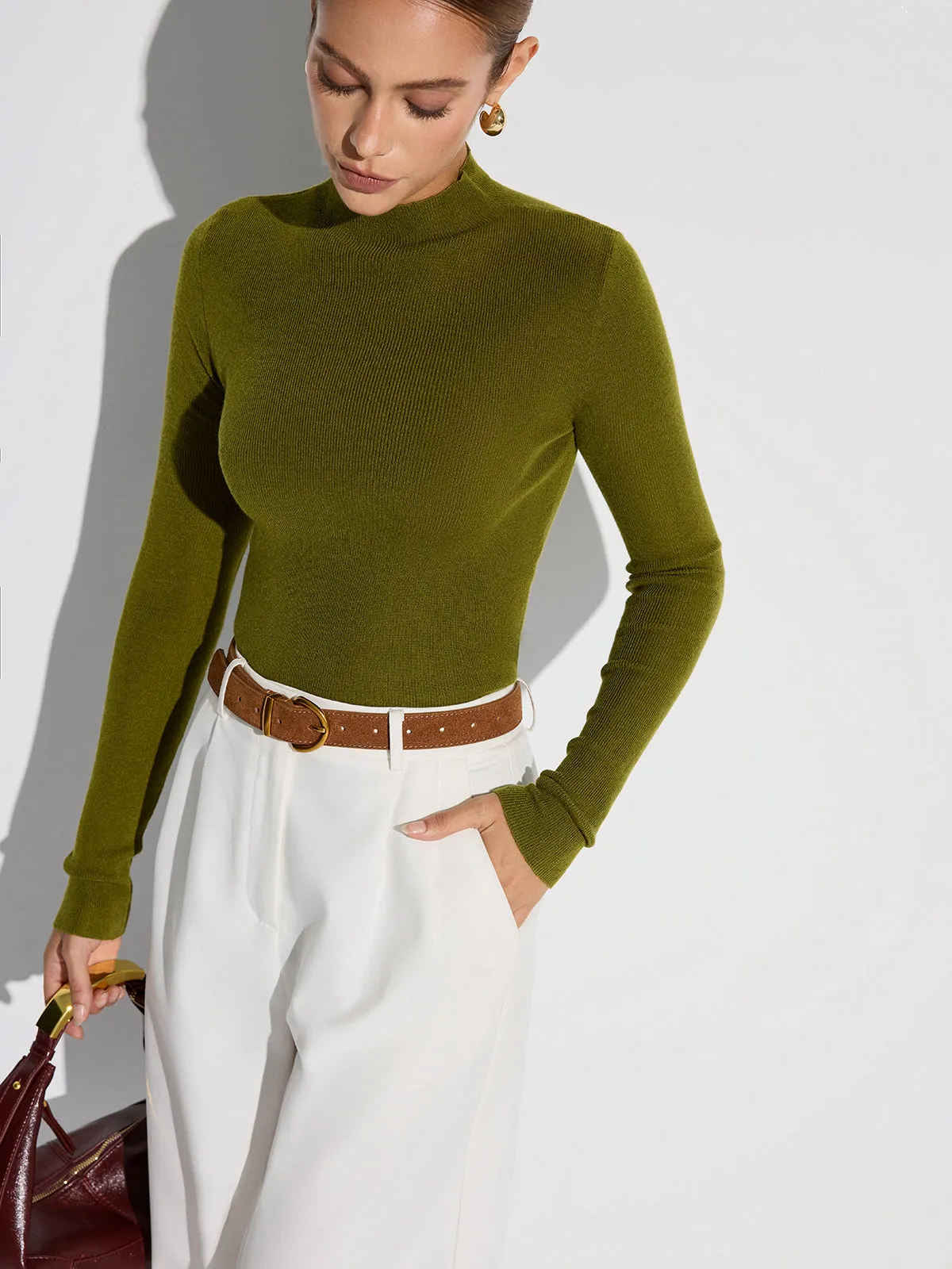 Mock Neck Wool-Blend Knit Top sold by COMMENSE product image thumbnail 3