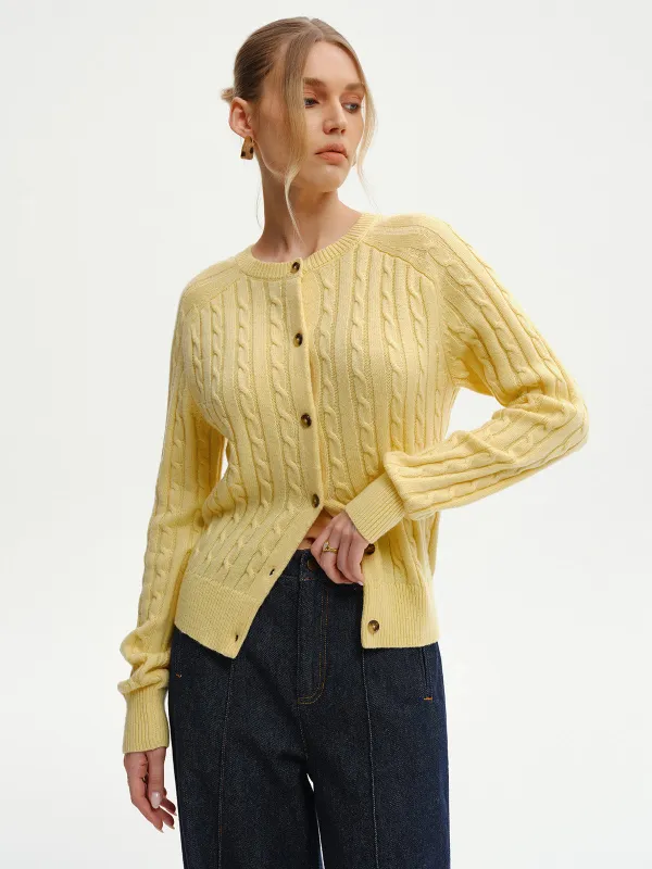 Cable-Knit Buttoned Cardigan sold by COMMENSE