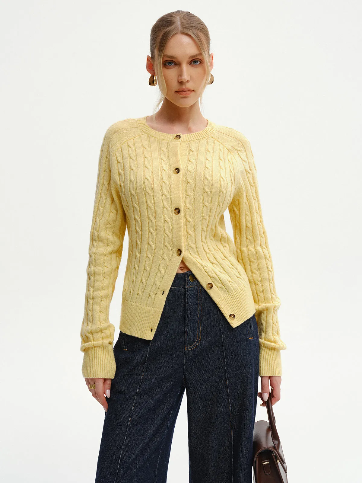 Cable-Knit Buttoned Cardigan sold by COMMENSE product image thumbnail 3
