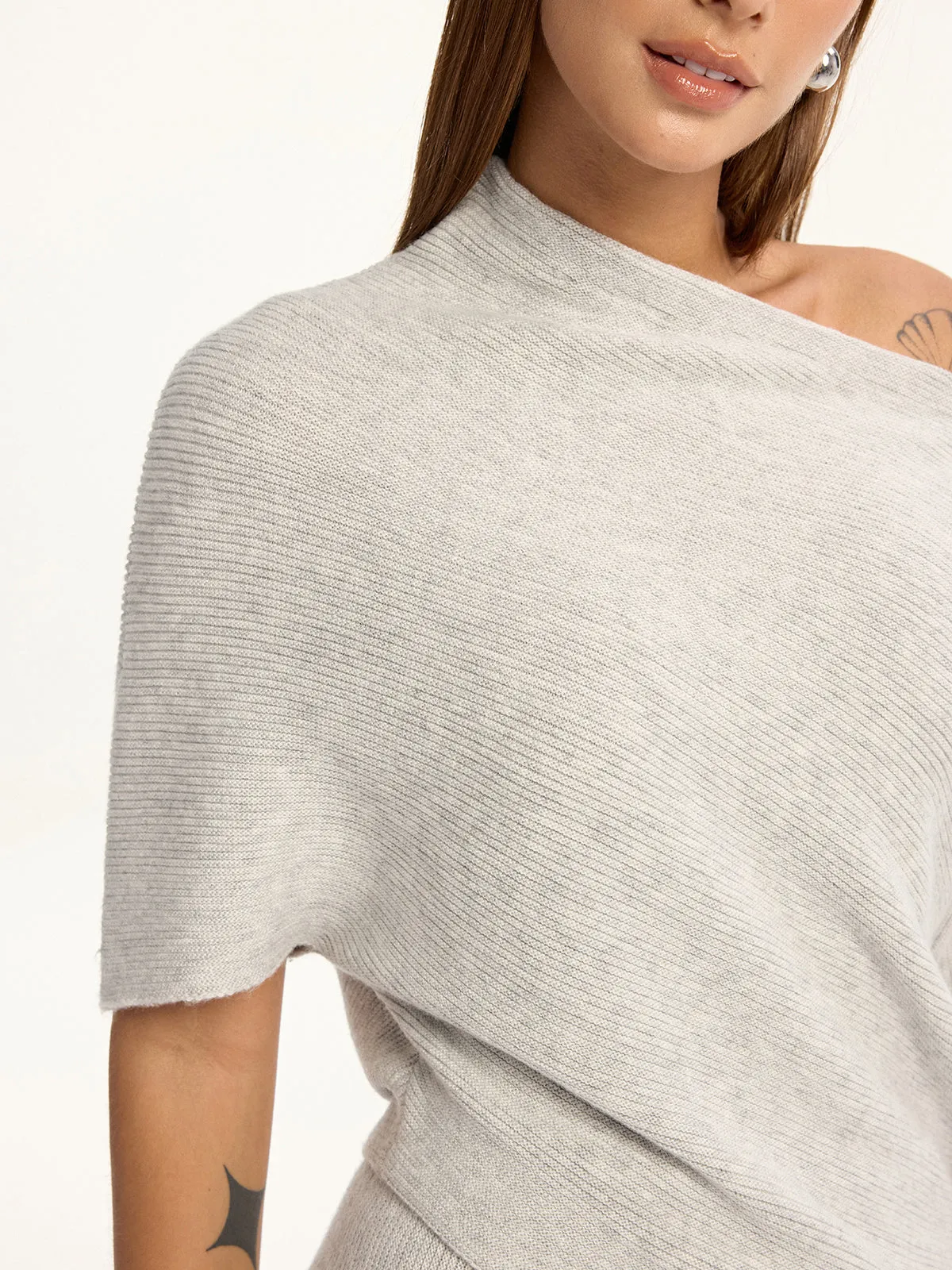 Wool-Blend Off-Shoulder Knit Top sold by COMMENSE product image thumbnail 2