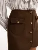 Metal Button Decor Pocket Tweed Mini Skirt sold by COMMENSE