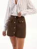 Metal Button Decor Pocket Tweed Mini Skirt sold by COMMENSE