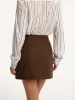 Metal Button Decor Pocket Tweed Mini Skirt sold by COMMENSE