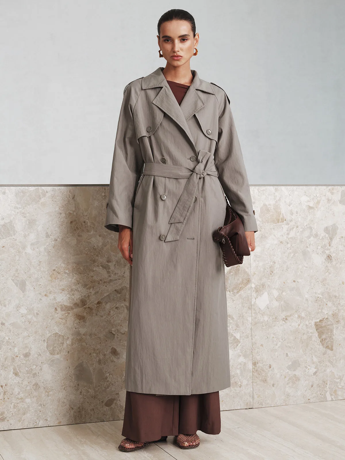 Cotton Oversize Long Trench Coat with Belt sold by COMMENSE product image thumbnail 4