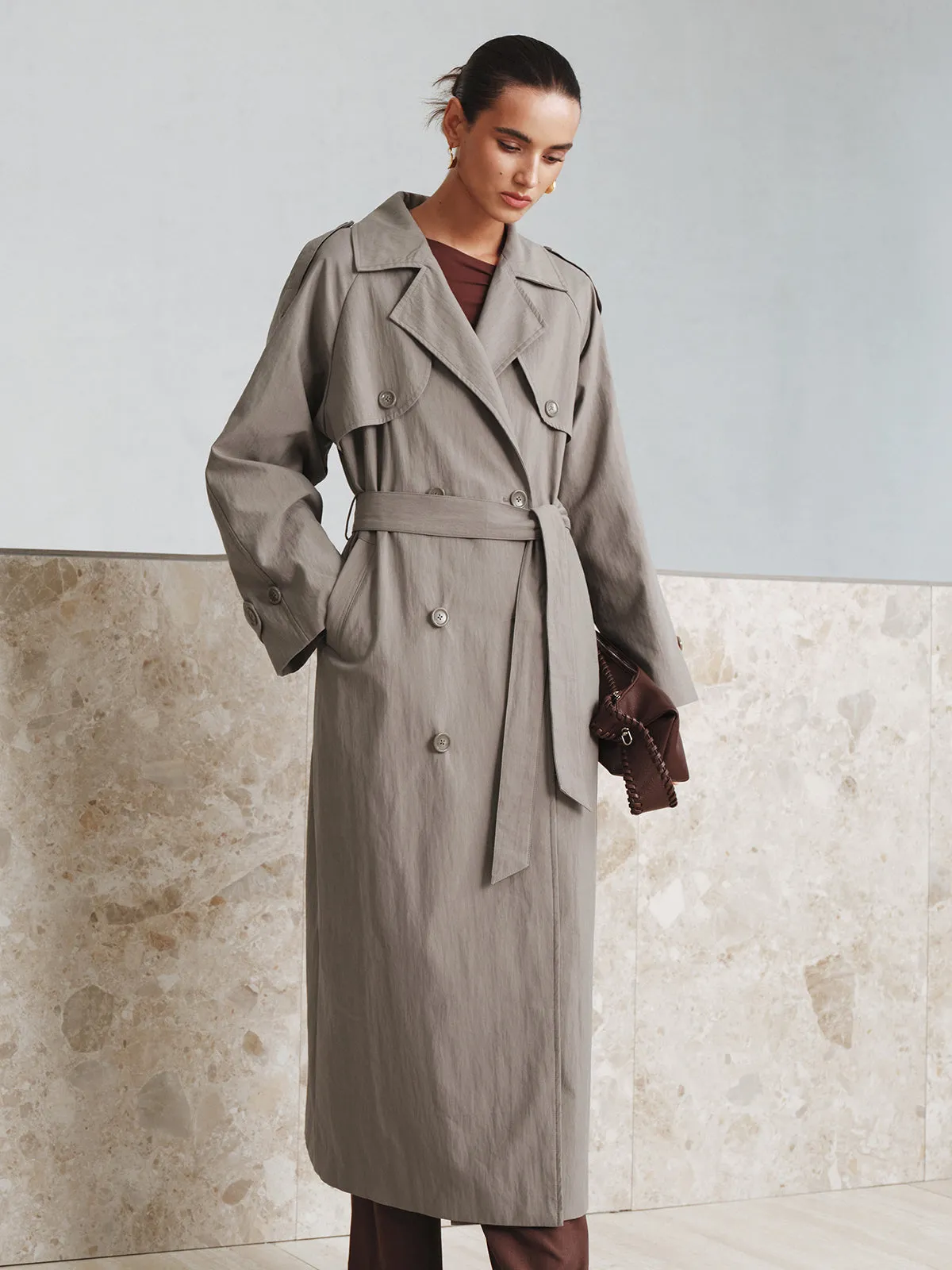 Cotton Oversize Long Trench Coat with Belt sold by COMMENSE product image thumbnail 5