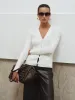 V-Neck Ribbed Knit Top sold by COMMENSE
