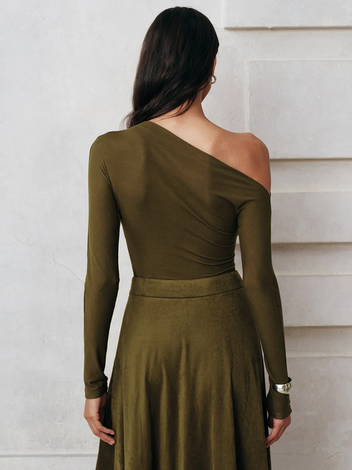 One-Shoulder Long Sleeve Blouse sold by COMMENSE product image thumbnail 3