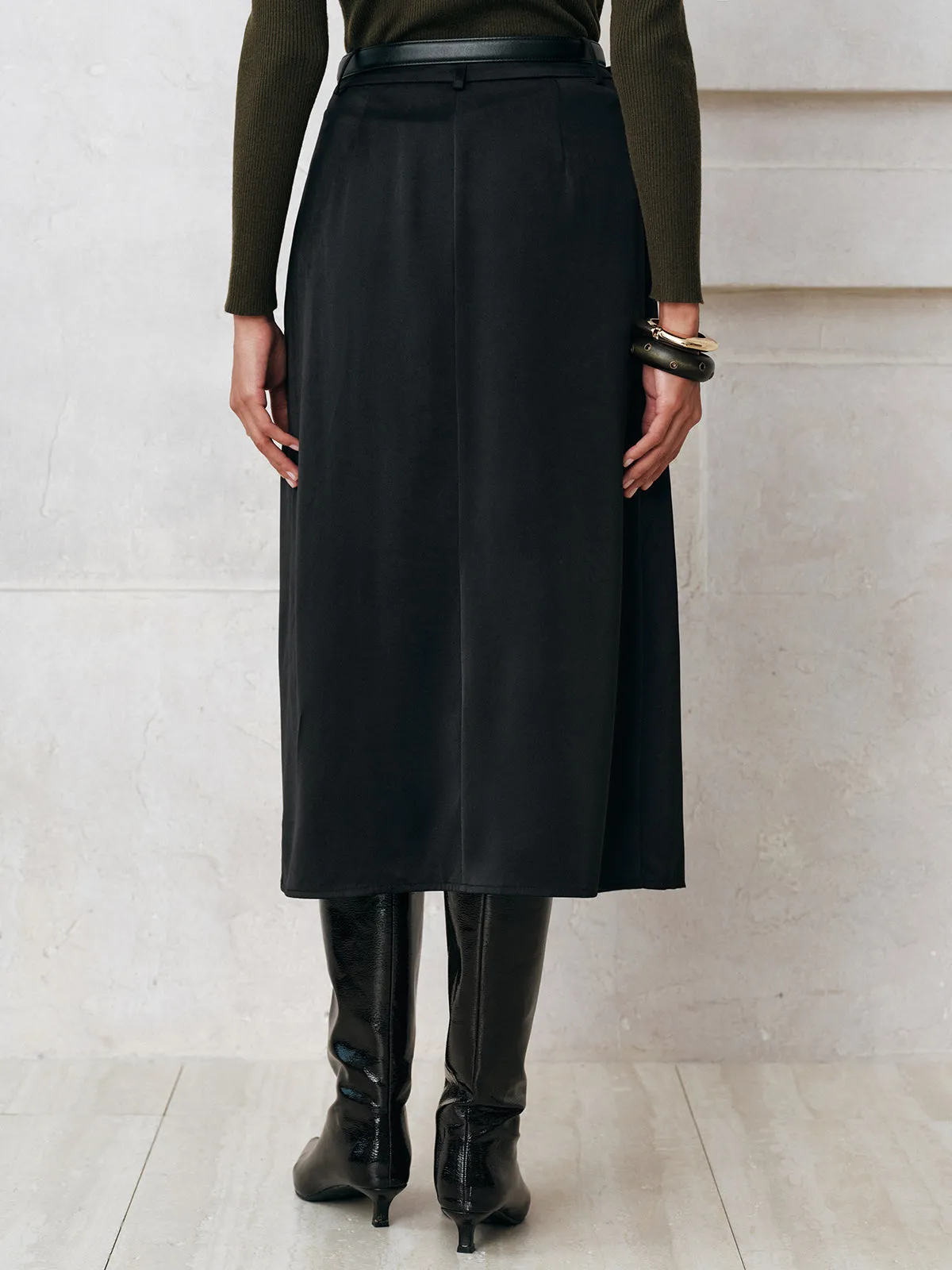 Sheer Slit Midi Skirt without Belt sold by COMMENSE product image thumbnail 4