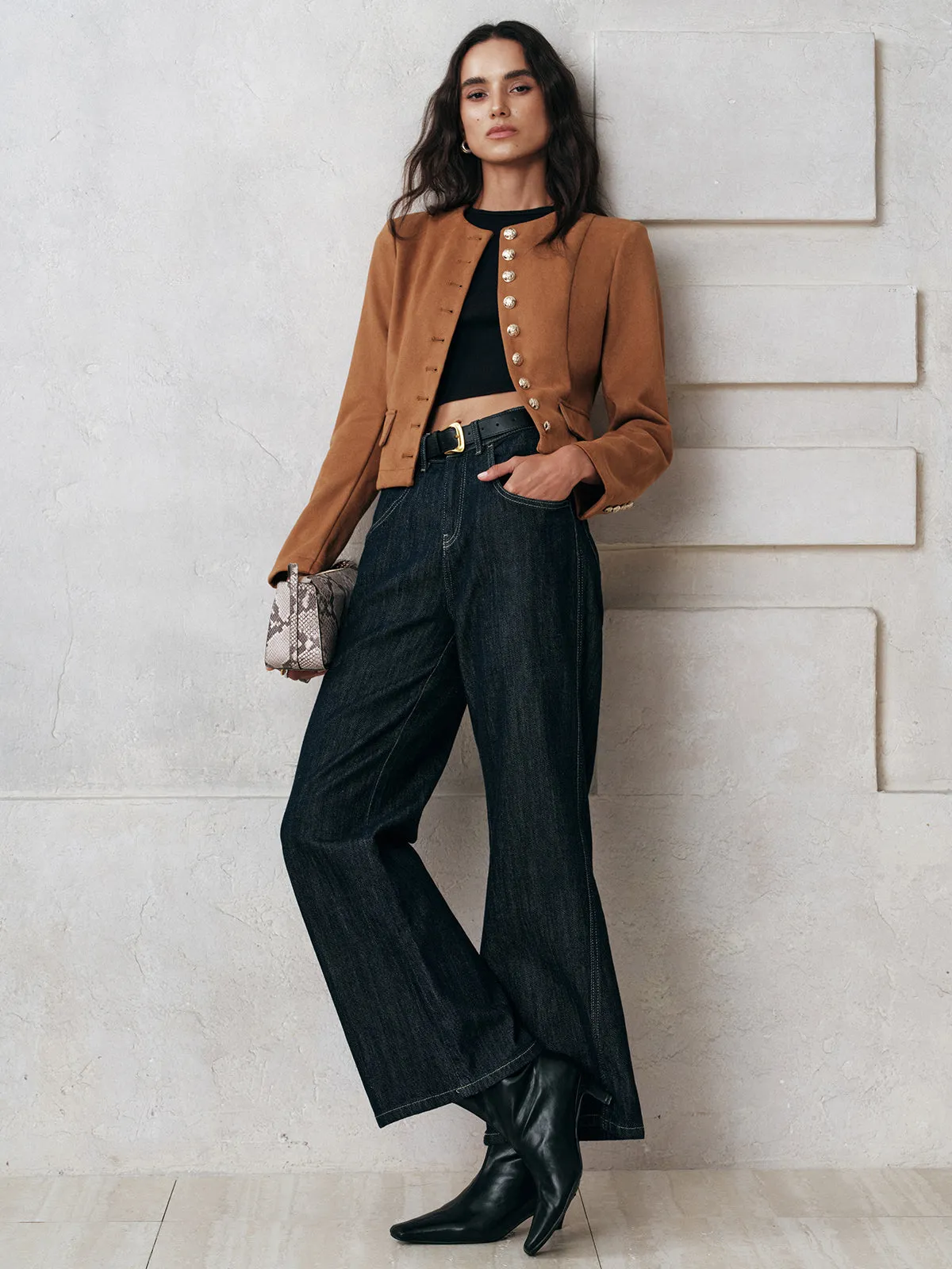 Metal Button Suede Effect Jacket sold by COMMENSE product image thumbnail 3