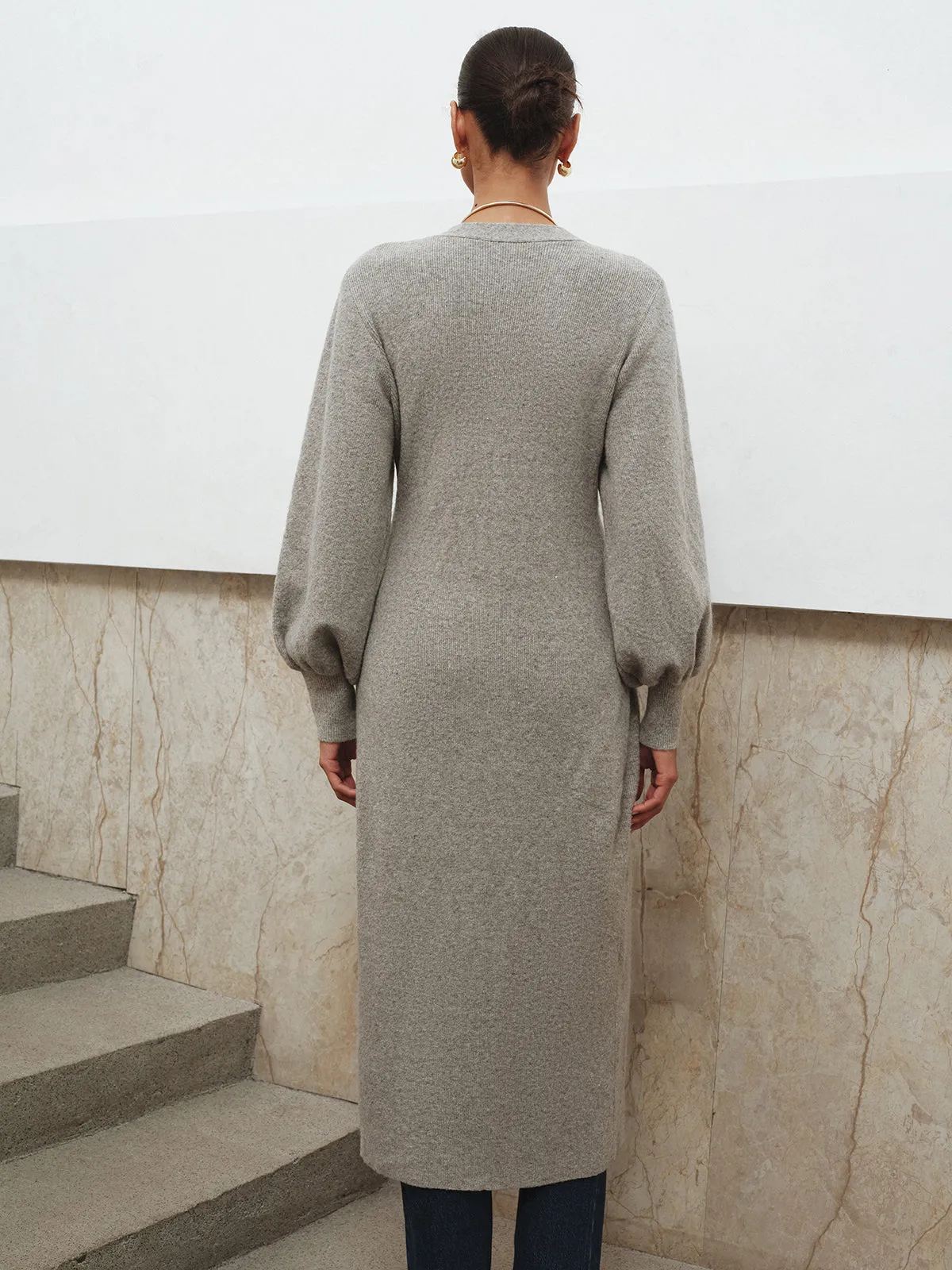 Button-Front Longline Knit Outerwear sold by COMMENSE product image thumbnail 5