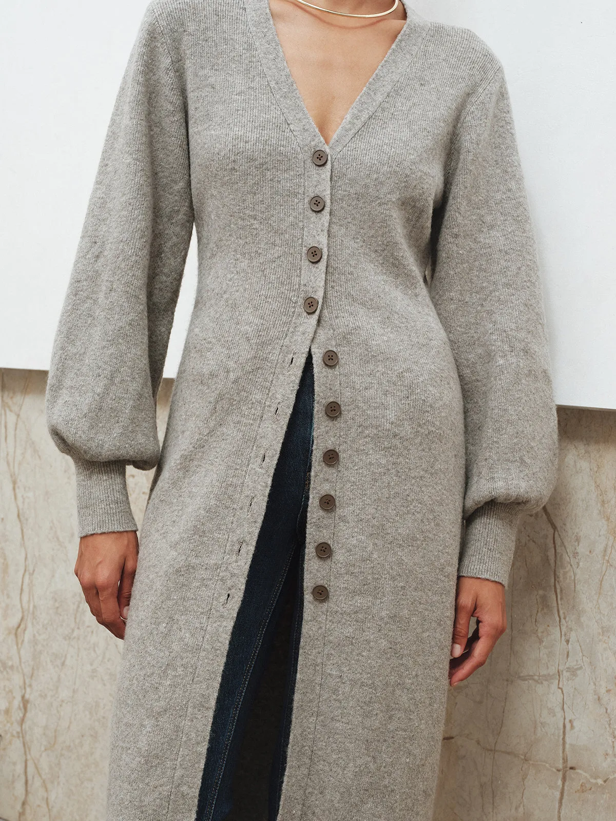 Button-Front Longline Knit Outerwear sold by COMMENSE product image thumbnail 3