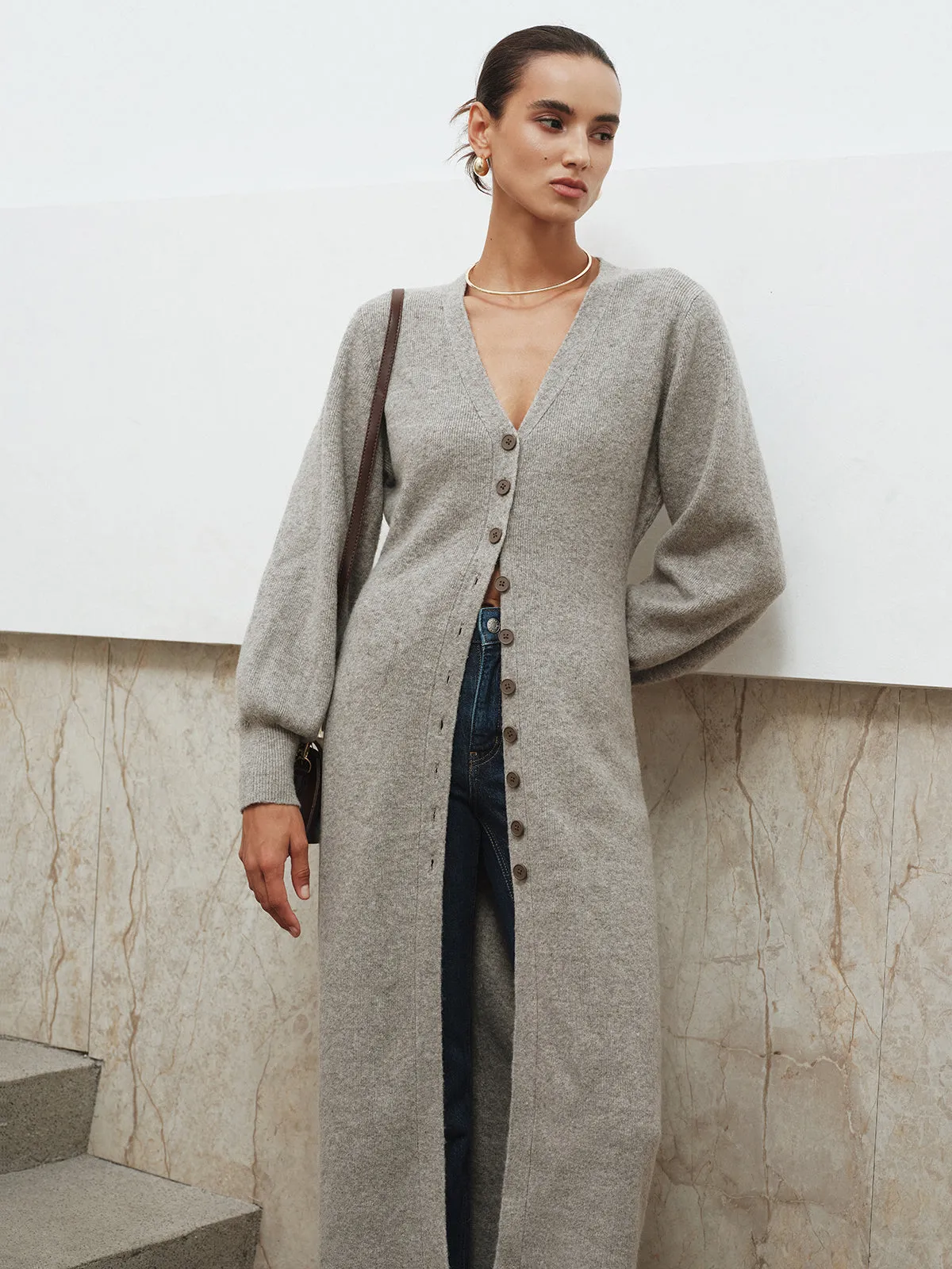 Button-Front Longline Knit Outerwear sold by COMMENSE product image thumbnail 4