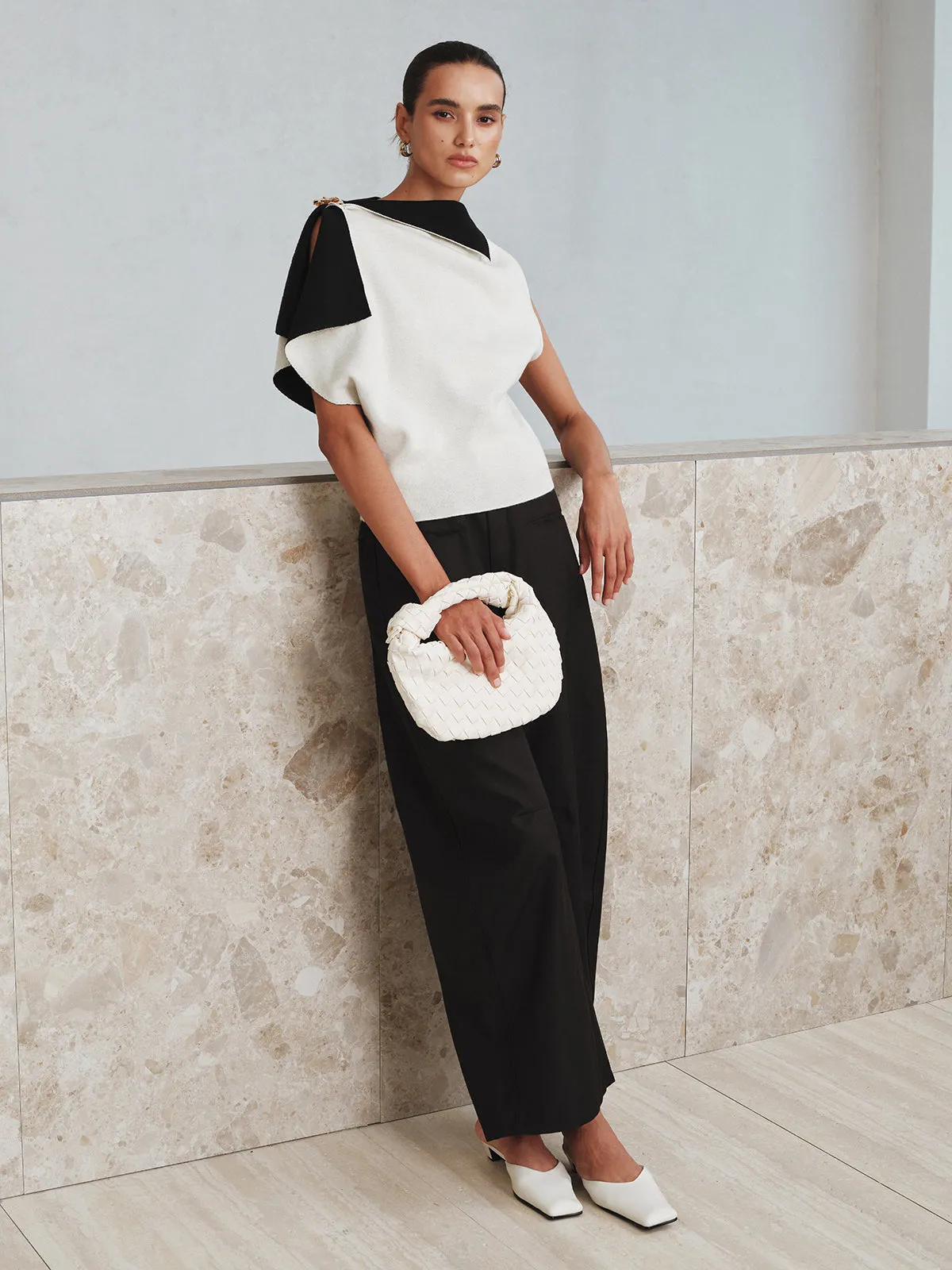 Asymmetric Color-Block Knit Top sold by COMMENSE product image thumbnail 2