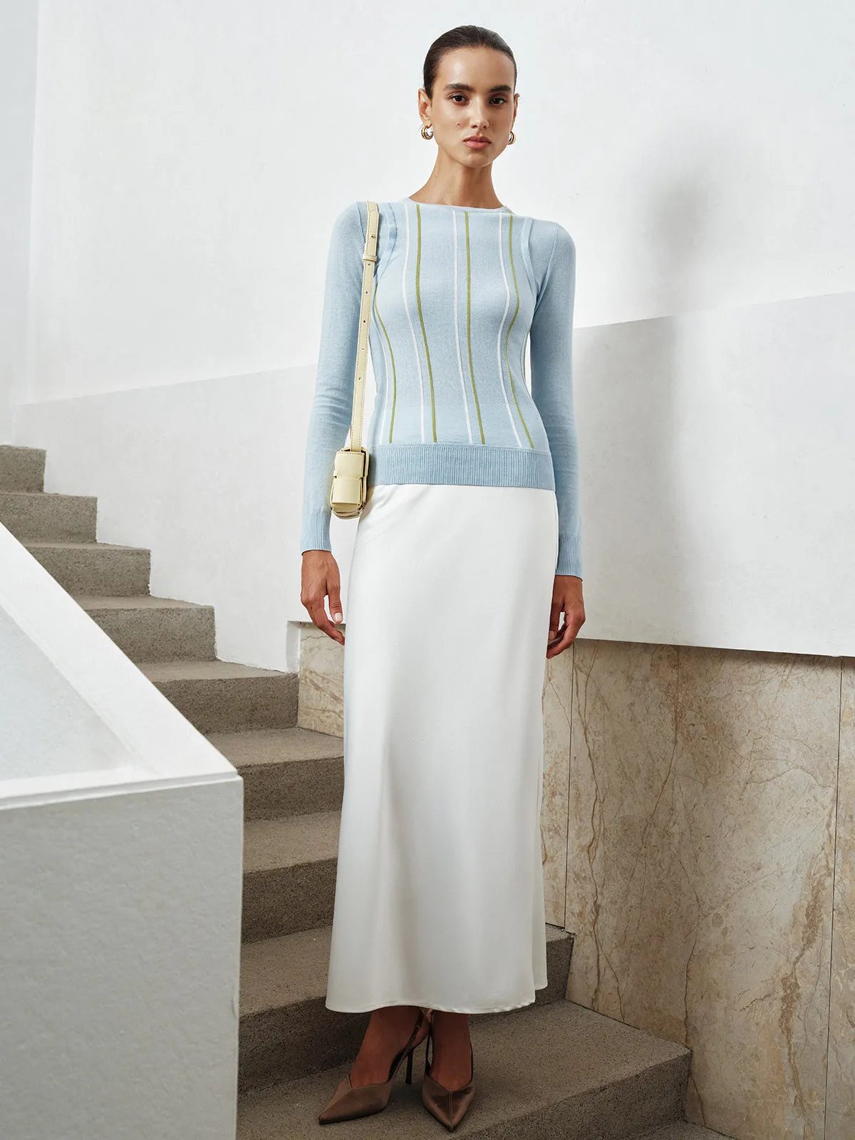 Color Block Striped Crew Neck Knit Top sold by COMMENSE product image thumbnail 2