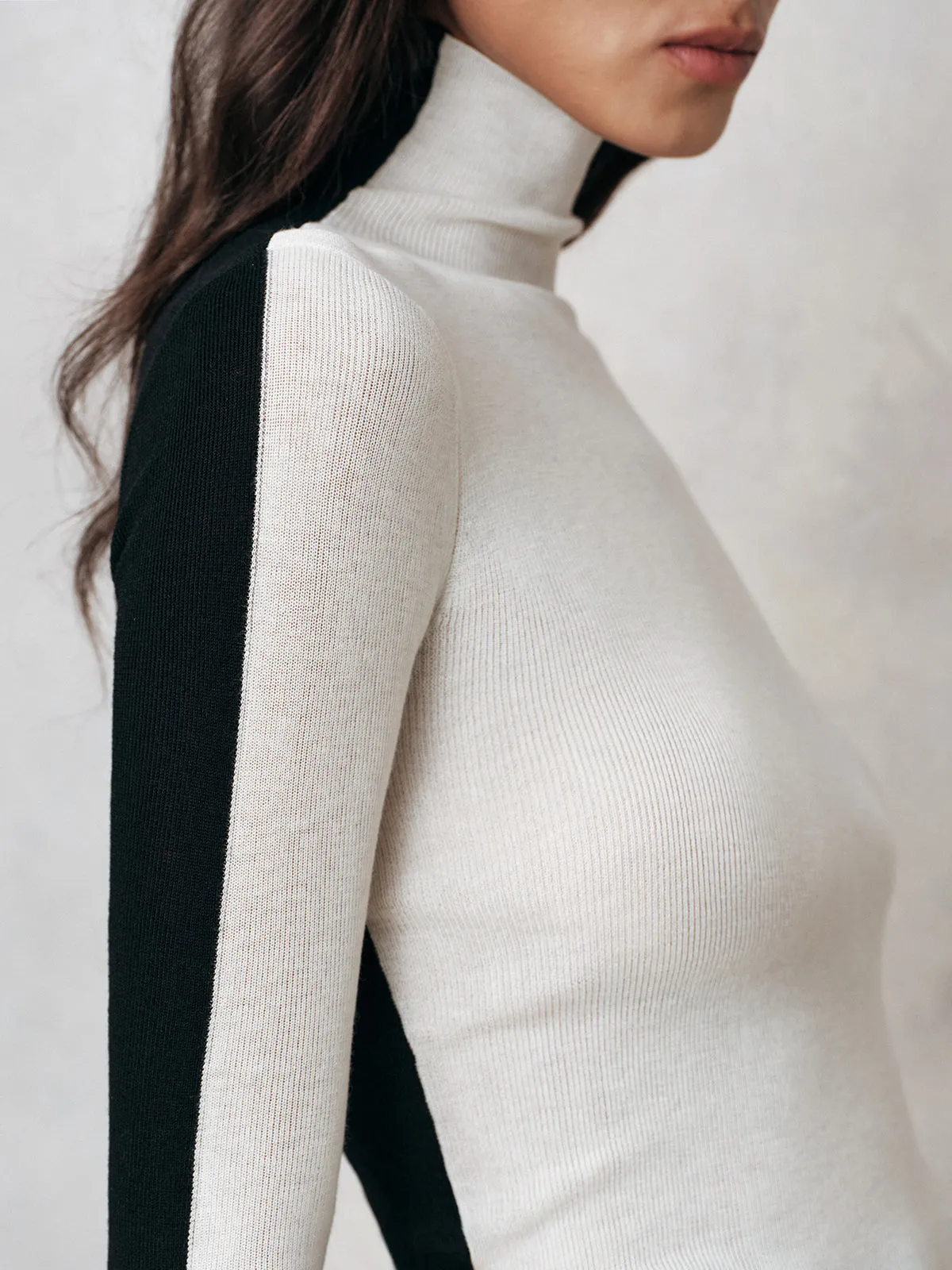 Color-Block Wool Blend Turtleneck Knit Top sold by COMMENSE product image thumbnail 5