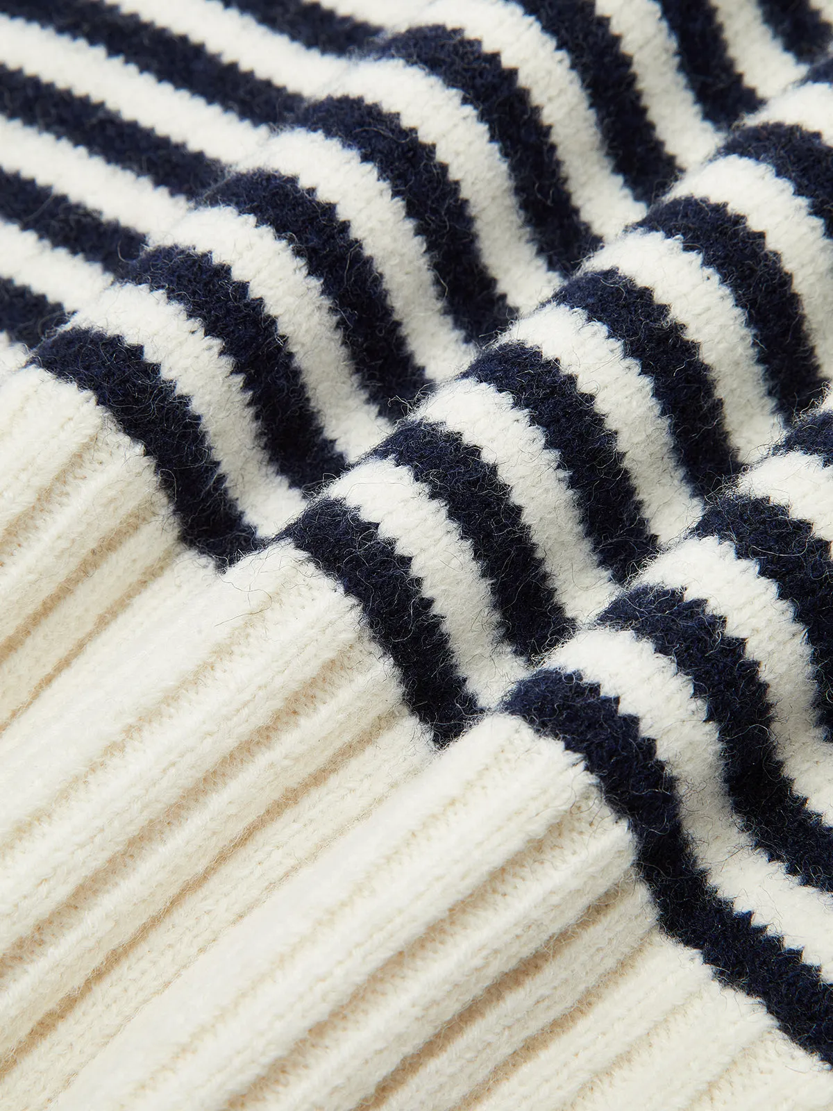 Striped V-Neck Buttoned Wool Blend Sweater sold by COMMENSE product image thumbnail 4