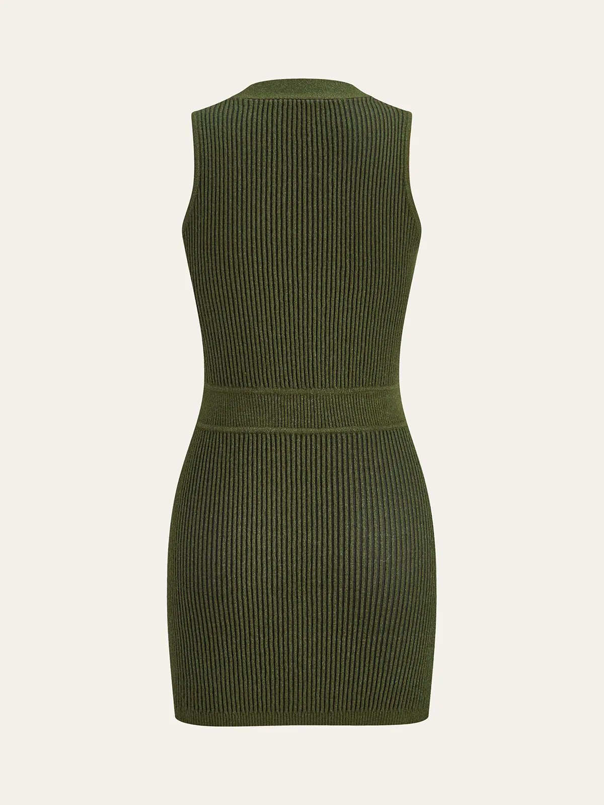 Sleeveless Textured Buttoned Fitted Sweater Dress sold by COMMENSE product image thumbnail 2