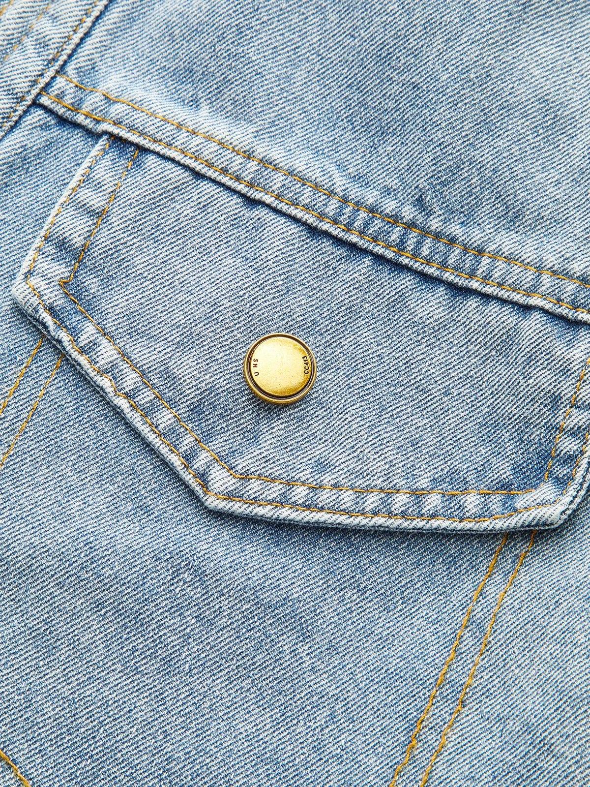 V-Neck Paneled Denim Cardigan sold by COMMENSE product image thumbnail 5