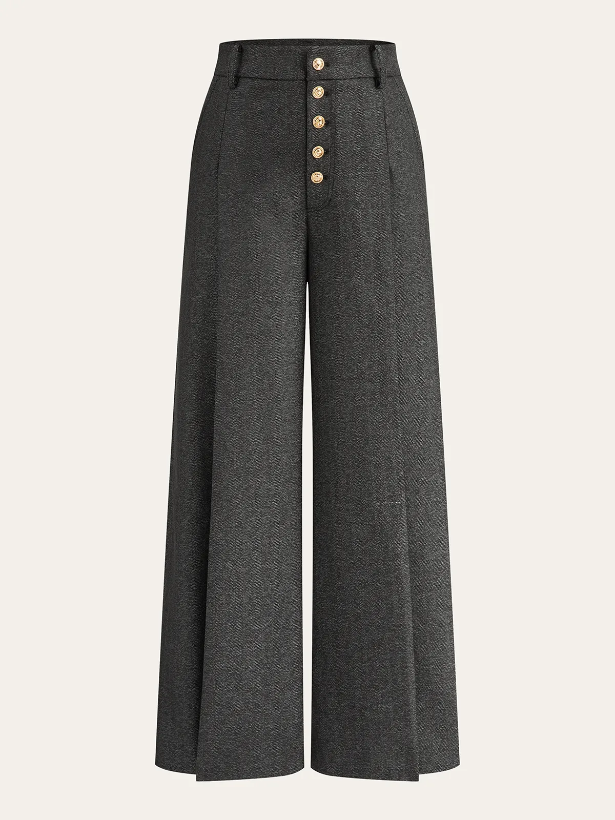 High-Waisted Button-Front Wide-Leg Pants sold by COMMENSE