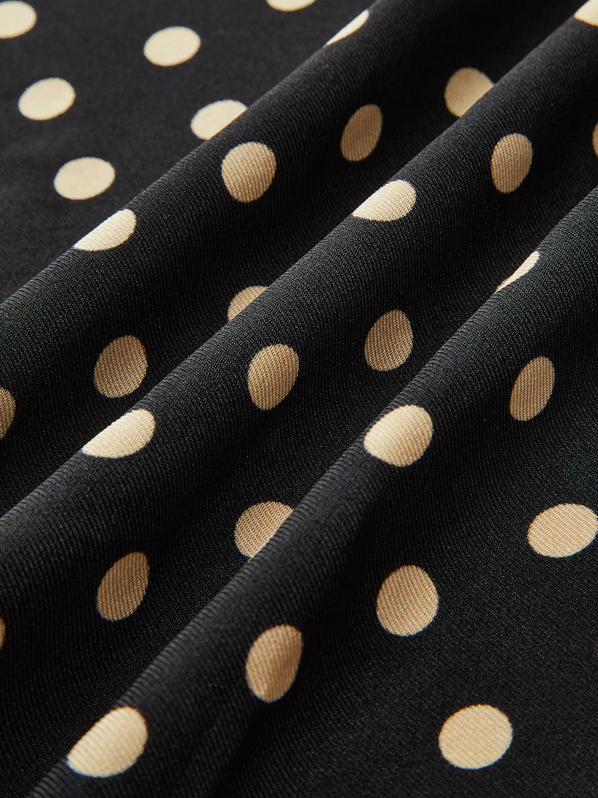 Polka Dot Shirt Collar Belted Long Sleeve Dress sold by COMMENSE product image thumbnail 5