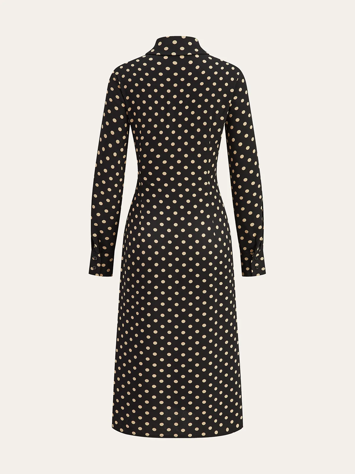 Polka Dot Shirt Collar Belted Long Sleeve Dress sold by COMMENSE product image thumbnail 3