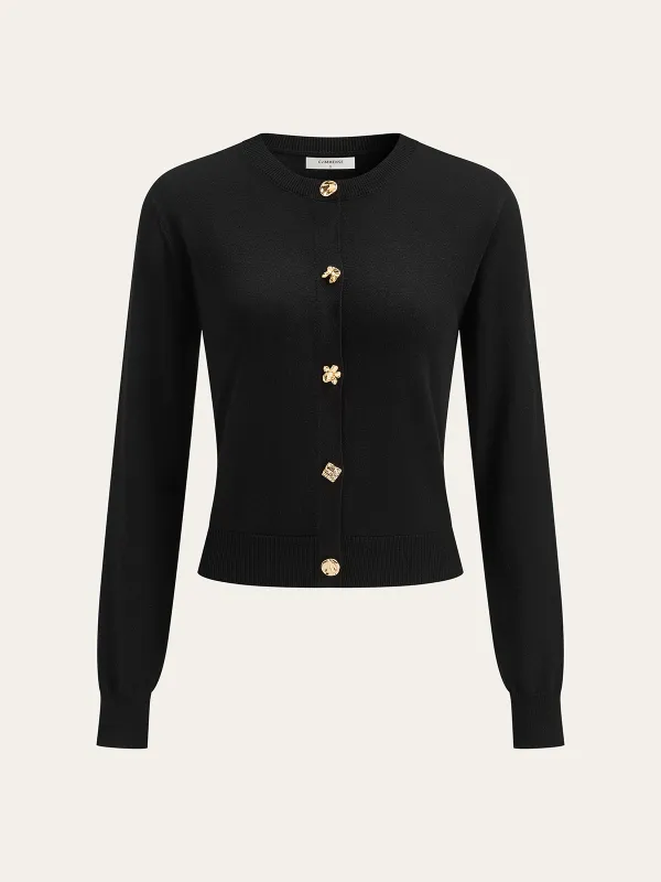 Wool Blend Metal Button Cardigan sold by COMMENSE