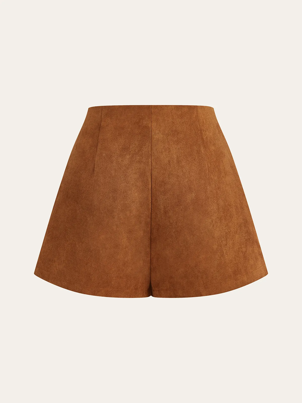 Embellished Button Suede Effect High-Waisted Shorts sold by COMMENSE product image thumbnail 2