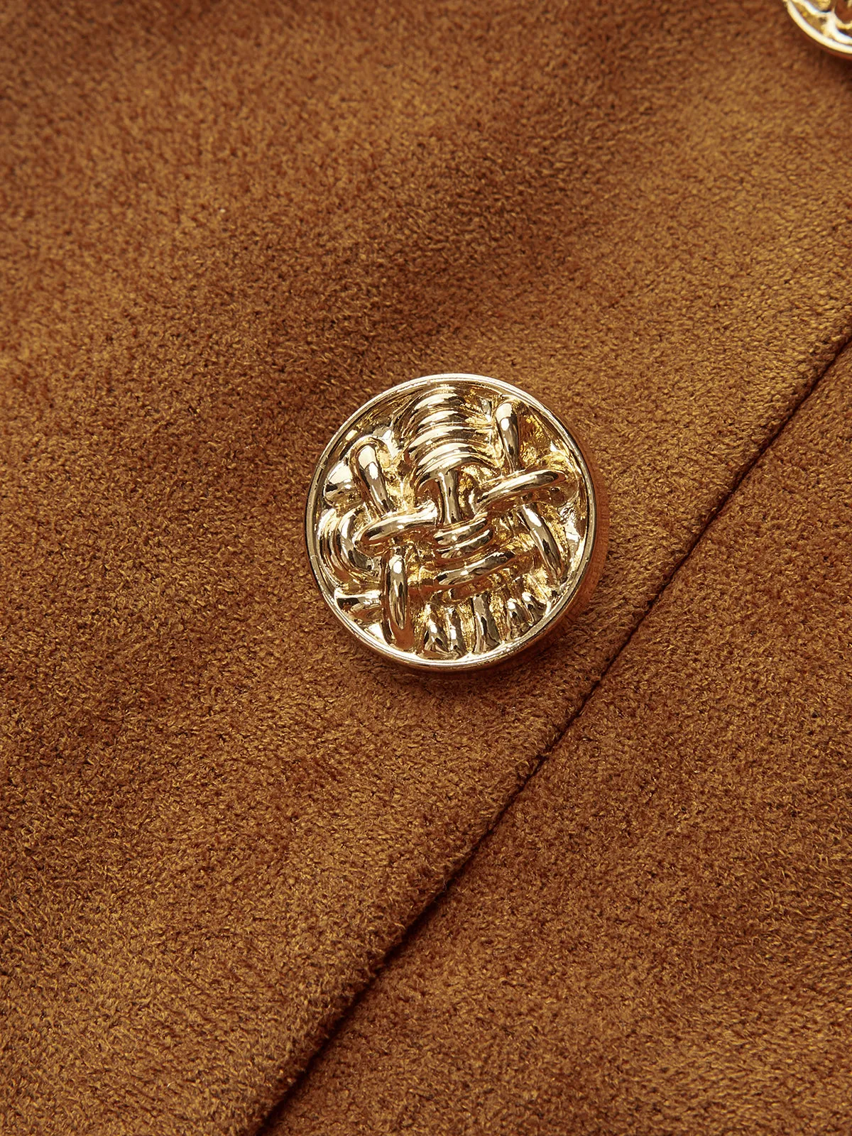 Embellished Button Suede Effect High-Waisted Shorts sold by COMMENSE product image thumbnail 3