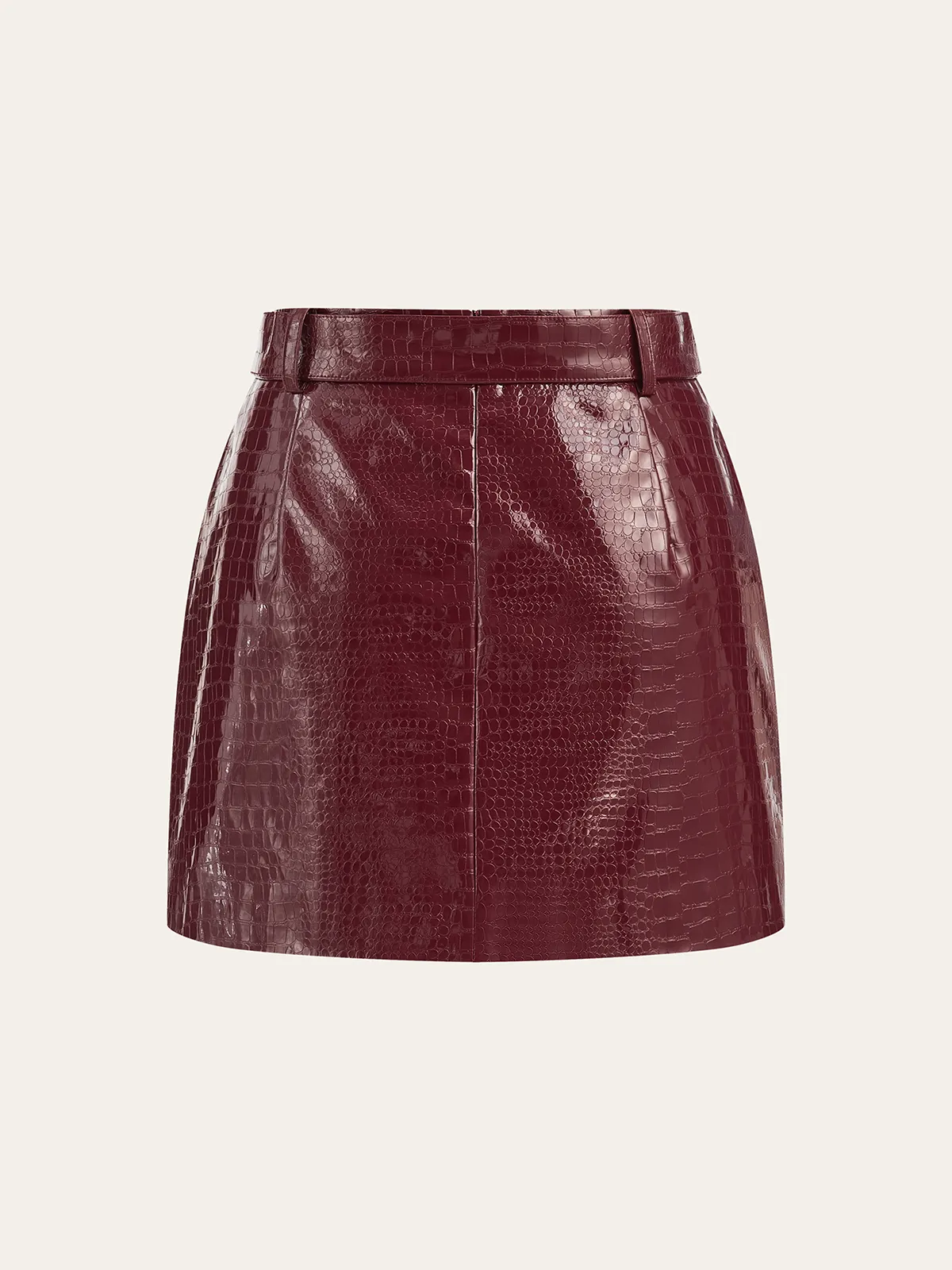 Belted Croc Embossed PU Leather Mini Skirt sold by COMMENSE product image thumbnail 2