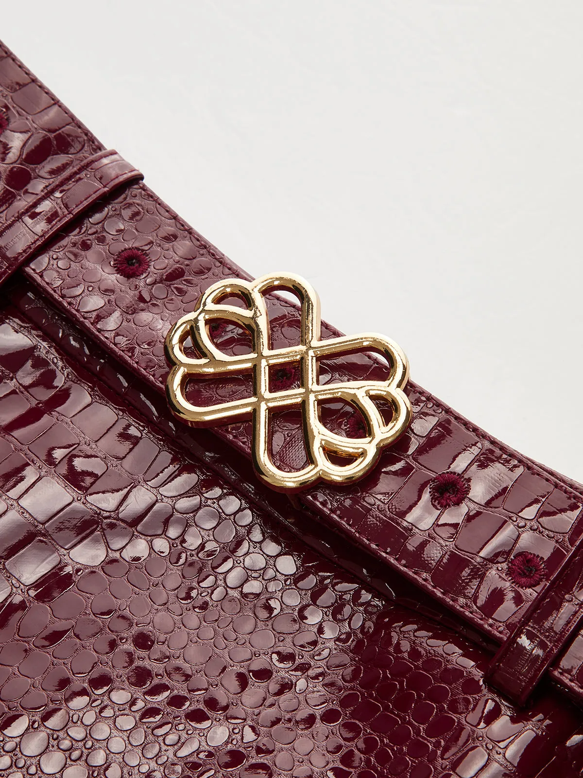 Belted Croc Embossed PU Leather Mini Skirt sold by COMMENSE product image thumbnail 3