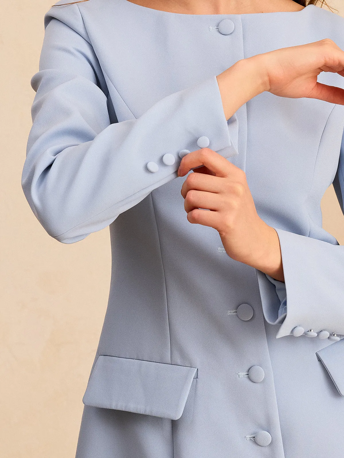 Long Sleeve Fitted A-Line Dress sold by COMMENSE product image thumbnail 4