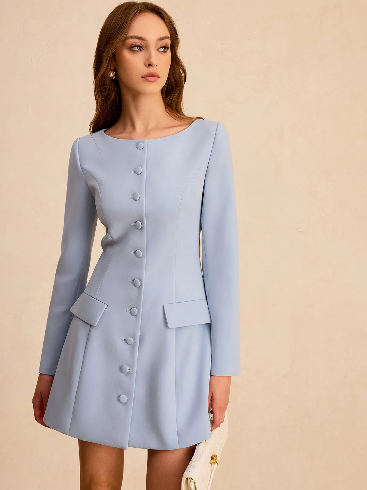 Long Sleeve Fitted A-Line Dress sold by COMMENSE product image thumbnail 2