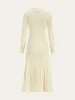 Metal Button Ribbed Knit Shirt Dress sold by COMMENSE