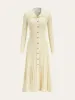Metal Button Ribbed Knit Shirt Dress sold by COMMENSE